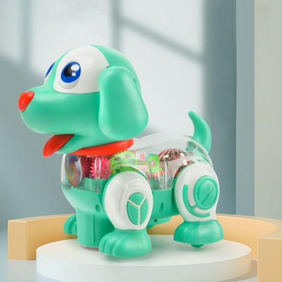 Holiday Deals karymi Puppy Simulation Doll for Kids, Jump Dog with Gear, Puppy Pet Can Sing and Dance, Universal Transparent Puppy Toy with Light and Music, Kids Kids Christmas Gifts