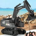 thumbnail image 1 of Holiday Deals karymi Remote Control Excavator RC Toy 1:20 RC Excavator Toy Alloy Construction Tractor,5 Channel Rechargeable RC Truck with Lights Sounds 2.4Ghz Transmitter Toys Age 6-8, 1 of 6