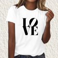thumbnail image 1 of Holiday Deals kttectoa Classic Fit Casual T Shirt Basic Tops Going Out Tops for Women LOVE Print T Shirts Short Sleeve Lace Crewneck Blouse for Ladies On-trend Low Spend Street, 1 of 4