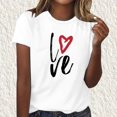 thumbnail image 1 of Holiday Deals kttectoa Classic Fit Casual T Shirt Basic Tops Womens Shirts LOVE Print Blouse Tops Short Sleeve Crewneck T Shirts for Women Fall Savings Staying at Home, 1 of 4