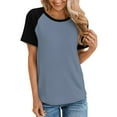 thumbnail image 1 of kttectoa Raglan Loose Fit Tunic T-Shirt Women's Tops Color Block Graphic Tee Tops Short Sleeve Crewneck Tee Tops for Women Get It Today Street Wear, 1 of 5