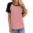 thumbnail image 1 of kttectoa Raglan Loose Fit Tunic T-Shirt Women's Tops Color Block Graphic Tee Tops Short Sleeve Crewneck Tee Tops for Women Get It Today Street Wear, 1 of 5