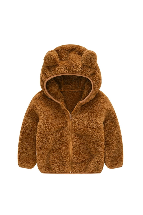 Kids Winter Coats for Toddler Baby Boys Girls Solid Color Bear Ears Winter Hoodie Thick Coat Jacket