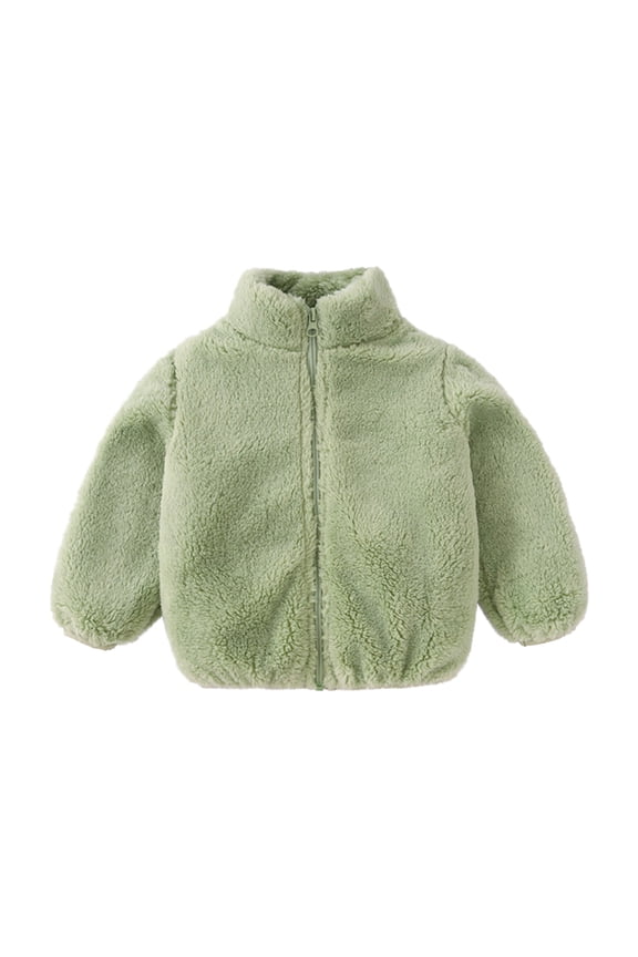 Kids Winter Coats for Toddler Grils Fleece Outwear Boys Zipper Solid-color Thick Warm Coat