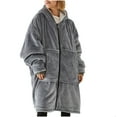 thumbnail image 1 of yievot Fleece Robes for Women Hooded Plush Zipper Front Long Bathrobe Warm House Robe Sleepwear with Pockets, 1 of 3