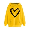 thumbnail image 1 of yievot Women Hoodies Women's Comfortable Sweater Heart Pattern Printed Women's Hooded Pocket Drawstring Sweater, 1 of 4