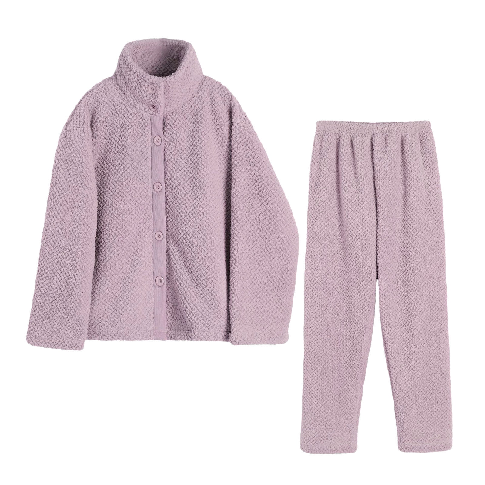 Holiday Deals yievot Women's Fuzzy Fleece Soft Comfy Pajamas Set Coats ...