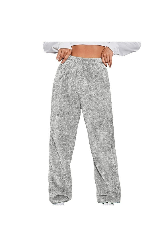 Womens Winter Plush Pajama Pants Soft Warm Fuzzy Fleece Lounge Pants Sleepwear Bottoms