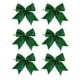 thumbnail image 1 of Holiday Decor 6Pcs Green Bow, 4 Inch Christmas Tree Ornaments for Home Decoration, Party Festival, Gift Wrapping, Wall Hanging Decor, 1 of 7