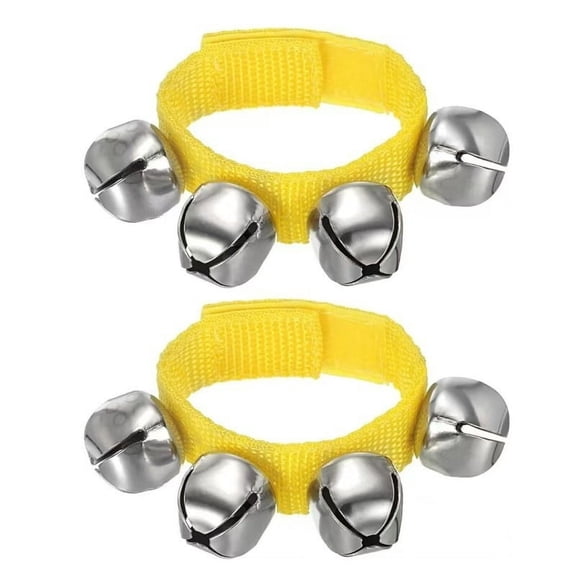 Holiday Decor Christmas New 2pcs Wrist Bells Jingle Bells Ankle Bells Wrist Bells Bracelet Percussion Instruments Musical 4 Bells for Party Christmas, Yellow