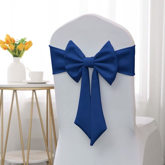 Holiday Decor Christmas New Ties-Free Bow Elastic Chair Back Decoration Hotel Banquet Thickened Elastic Chair Back Flower Ties Chair Cover Decoration Dark Blue