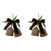 Holiday Decor Christmas Traditional Christmas Decor Christmas Party Decorations Wooden Bells With Bow Hanging Christmas Decoration Brown Brown Christmas Decor 6 Inch Xmas Decorations Classic