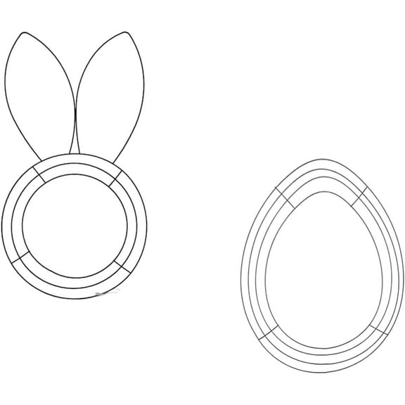 Holiday Decor  Easter Egg and Bunny Ears Metal Wire Wreath Frame Form, (1 Egg-15.5x12-Inch,1 Bunny-17.3 x9.5-Inch)