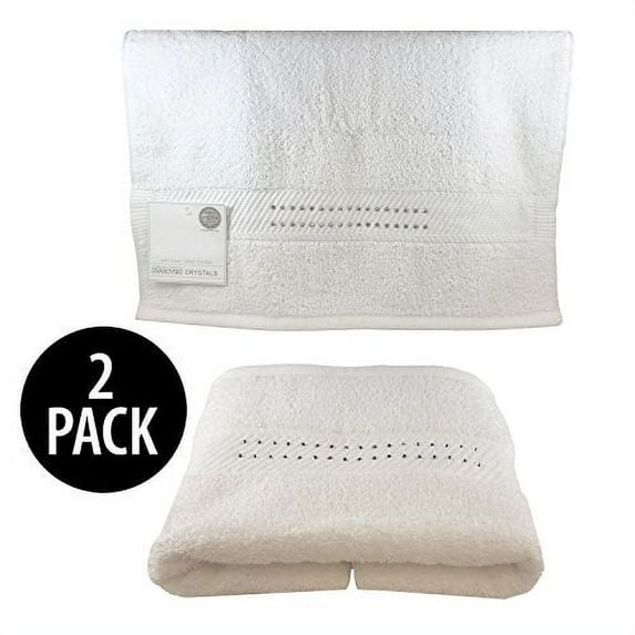 Holiday Decor Gifts Swarovski Soft Absorbent Cotton White Hand Towel Adorned With Swarovski Crystals 30" L x 16" W (2)