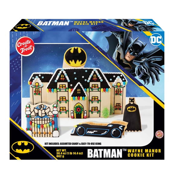 Holiday Decorating Kit, Create A Treat, Batman Wayne Manor, Vanilla, Medium, 30.4 oz, 1 Count, New