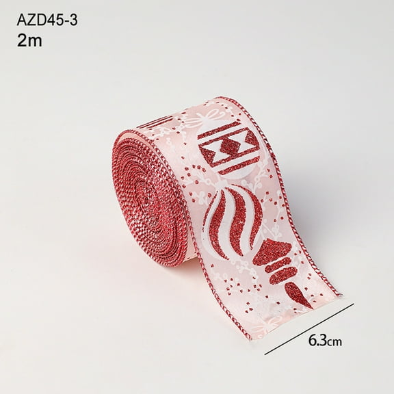 Holiday Decoration Ribbon, Christmas Bow Making Ribbon, Printed Gift Tie Ribbon for Xmas Gifts, Tree Decorations, 2 Meter Holiday Ribbon Roll