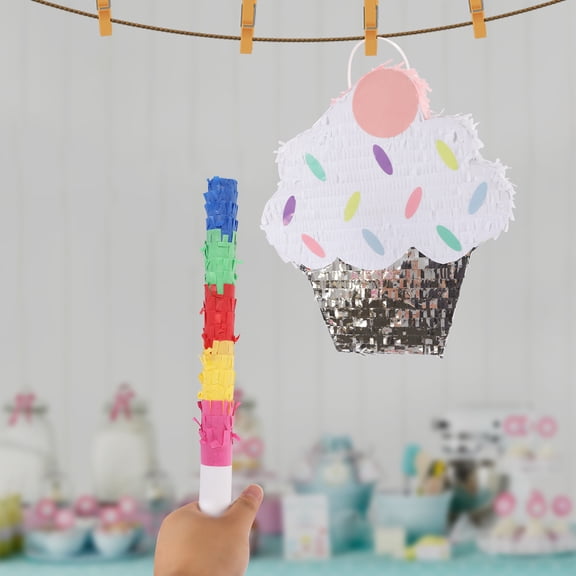 Colorful Ice Cream Cake Pinata for Birthday Parties,Surprise Candy Party Pinata - Fun & Interactive Party Decoration with Stick