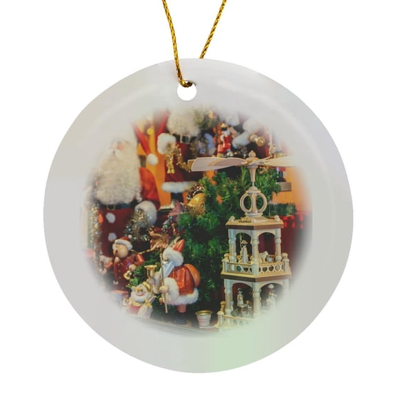 3drose, Holiday Decorations, Christmas Market, Rudesheim, Germany, Circle Porcelain Ornament
