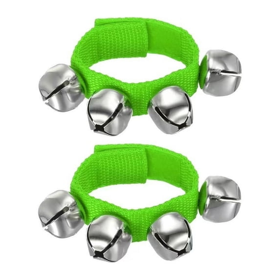 Holiday Decorations New 2pcs Wrist Bells Jingle Bells Ankle Bells Wrist Bells Bracelet Percussion Instruments Musical 4 Bells for Party Christmas, Green-b