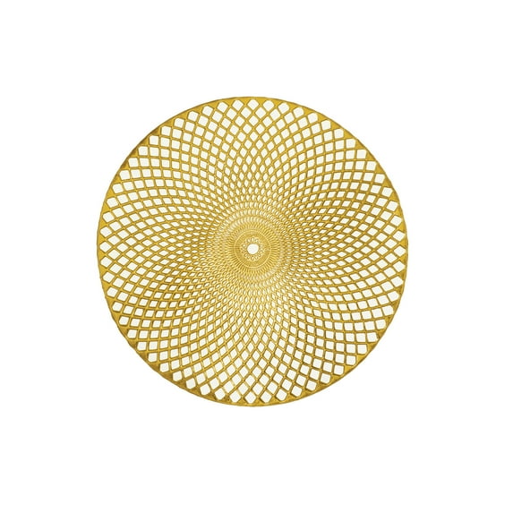 Holiday Decorative 15" Round Vinyl Spiral Placemat, Set of 4 (Gold)