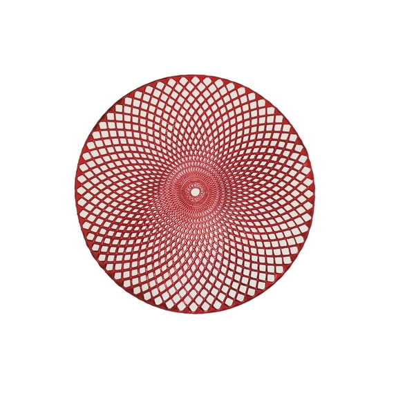 Holiday Decorative 15" Round Vinyl Spiral Placemat, Set of 4 (Red)