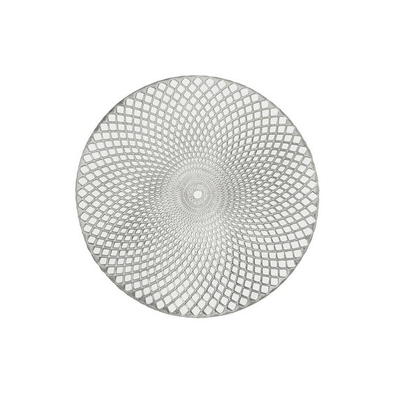 Holiday Decorative 15" Round Vinyl Spiral Placemat, Set of 4 (Silver)