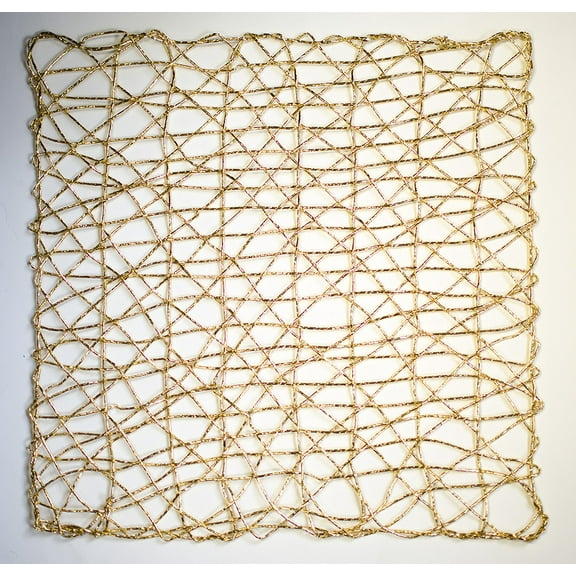 Holiday Decorative 15"x15" Square Woven Metallic Foil Shining Placemats, Charger - Set of 4 (Gold)