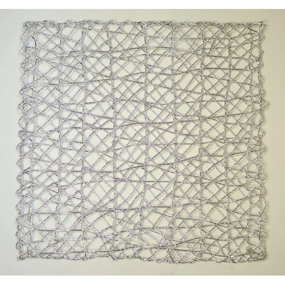 Holiday Decorative 15"x15" Square Woven Metallic Foil Shining Placemats, Charger - Set of 4 (Silver)