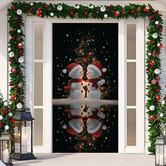 Holiday Decorative Tapestry Door Sign for Parties - Cow and Snowman Theme Door Curtain for Home and Festive Events