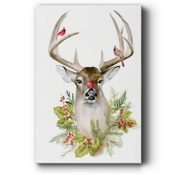 Holiday Deer Collection B- Gallery Wrapped Canvas