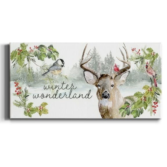 Holiday Deer Collection D- Gallery Wrapped Canvas