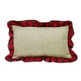 thumbnail image 1 of Holiday Deer Tartan Plaid Ruffle Border Christmas Decorative Throw Pillow (12"x20" Ruffle Flange, Case+Insert), 1 of 2