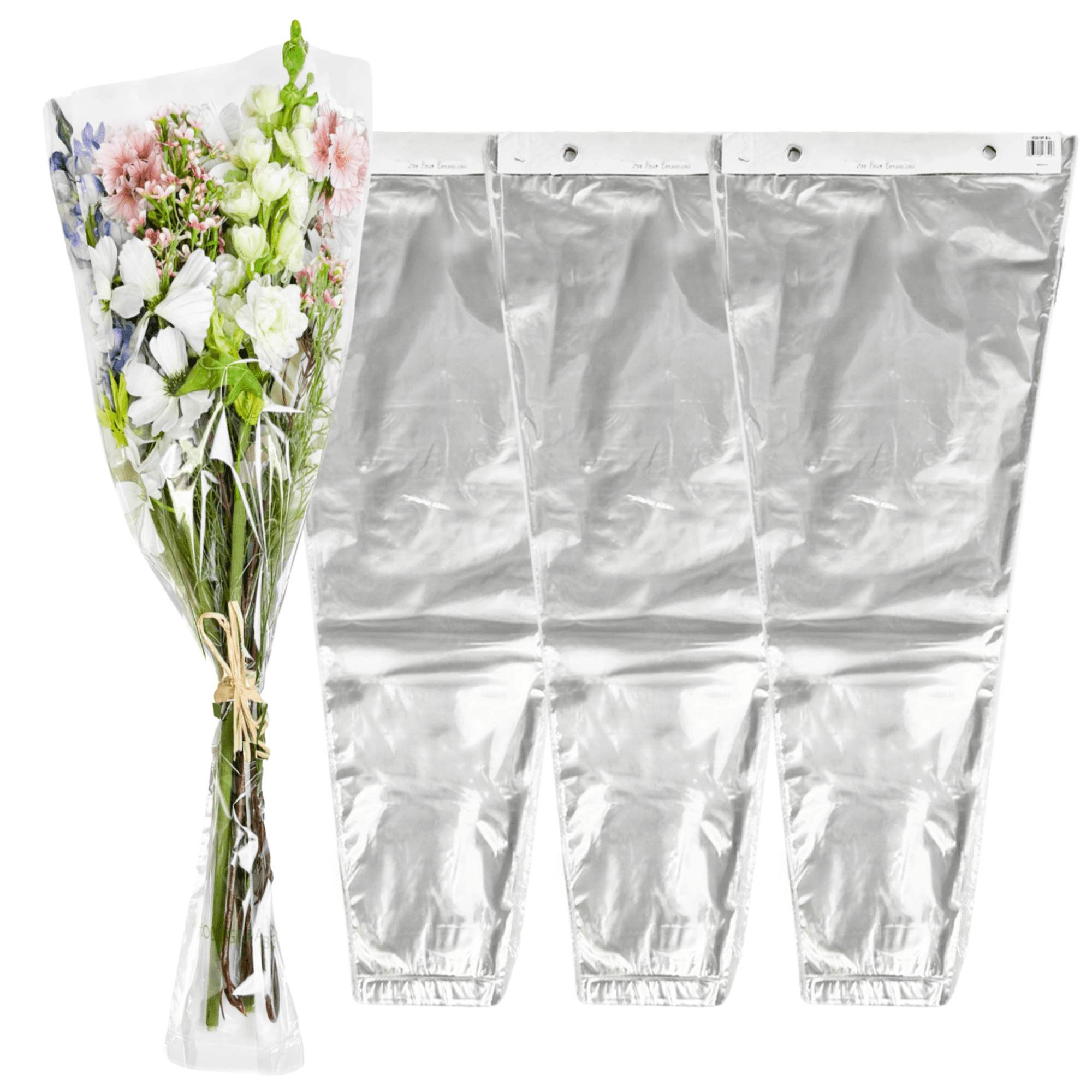 Holiday Designs - 3 Packs of 100 Bottom Sealed Bouquet Sleeves – Waterproof Floral Wraps for Fresh Flower Arrangements - 1.2 Mil Thick (13" x 25" x 4")