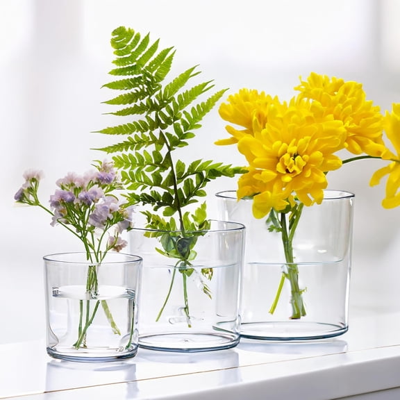Holiday Designs Clear Plastic Flower Vases: Decorative Centerpiece for Home or Wedding - Non Breakable, Glass Like, Durable - 1 Set of 3 Sizes: 4", 5", 6"