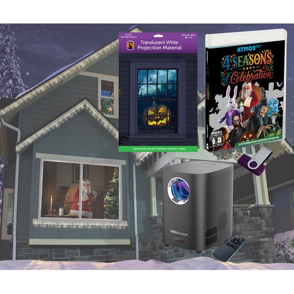 USB Projector Kit - 4 Seasons + Projector + 48" x 72" Projection Screen