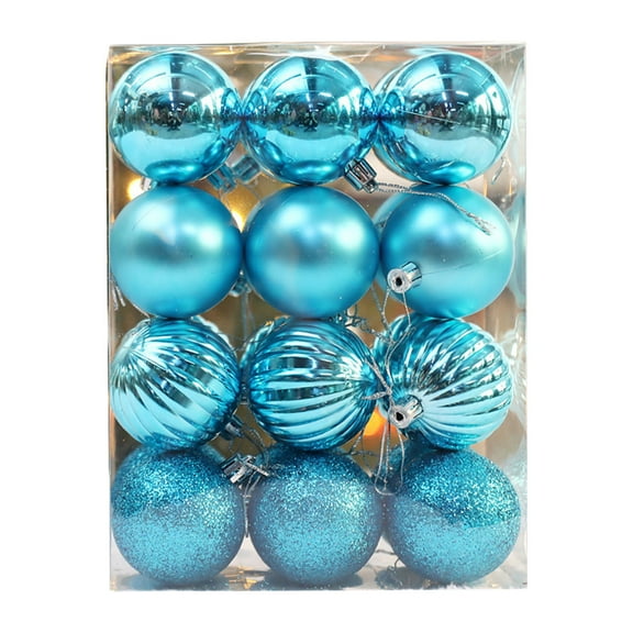 Holiday Discounts Bigersell Christmas Tree Decoration Ornaments New 1 Box Of 24pcs Christmas Ball Set Christmas Tree Window Display Shopping Mall Decoration Pendant 4cm Sky Blue
