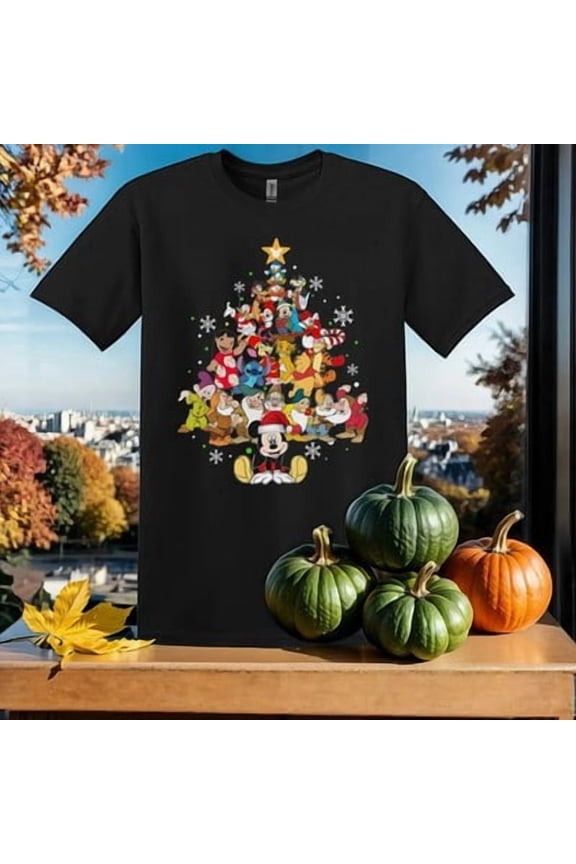 Holiday Disney Characters T-shirt Classic Disney Cartoon Tee Gift For Family ang Friend, Unisex S-5XL