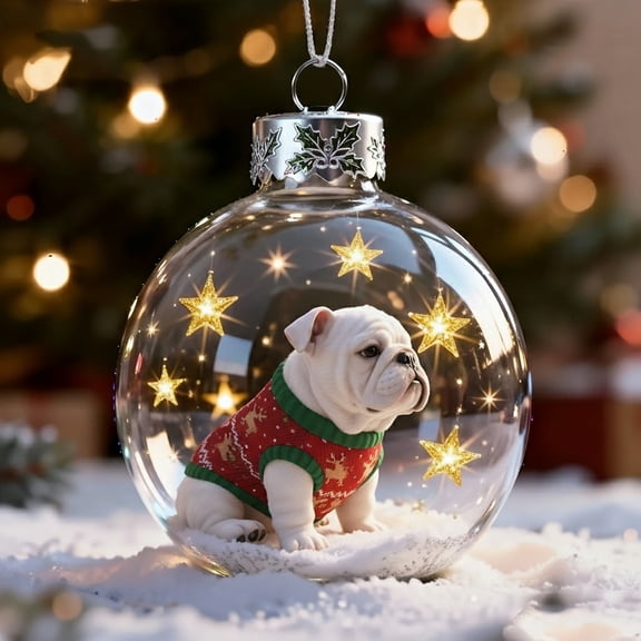 Holiday Dog Theme Snow Globe Decor - High-Transparency Glass Ornament with Festive Puppy Designs for Christmas Tree Decoration and Seasonal Home Display - Gift for Animal Lovers During Holidays