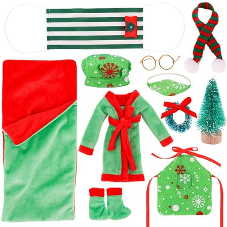 Holiday Doll Sleeping Bag Pajama Scarf Christmas Outfit Set