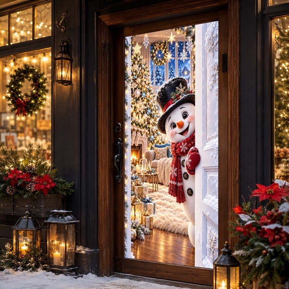 Holiday Door Cover Banner, Weather Resistant Front Decor, Festive Party ...