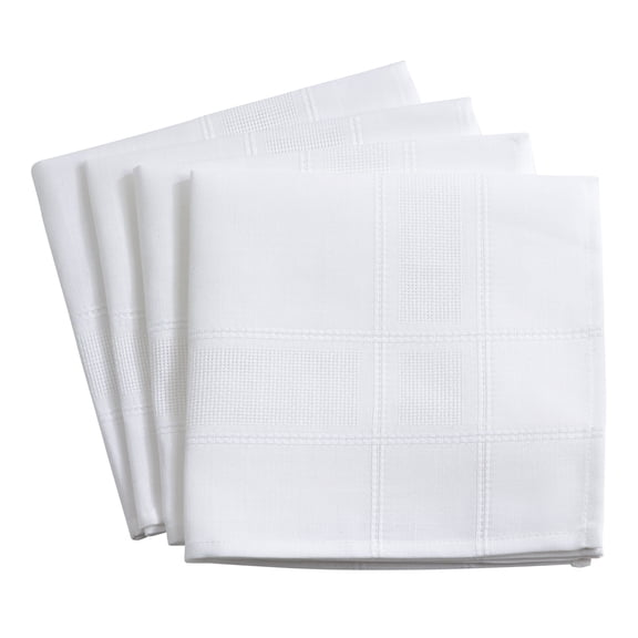 Holiday Drawn Work Thread Design Cloth Napkin 20" Square - 2 Colors (White, 20"x20" Napkin-Set of 4)