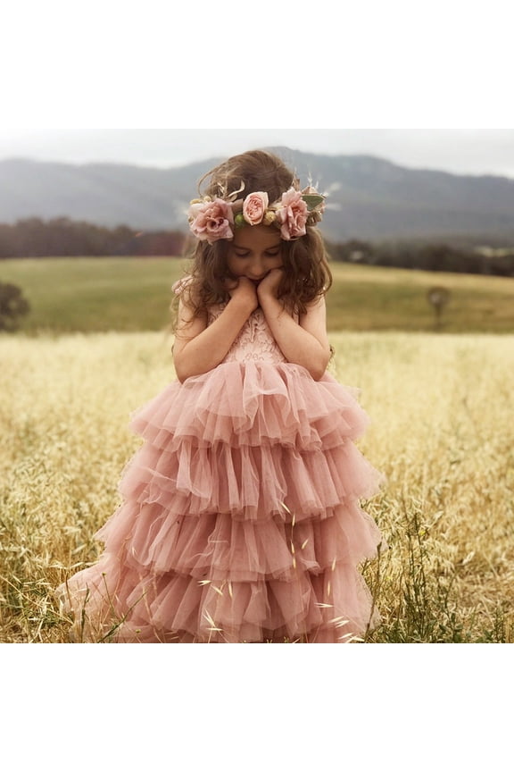 Holiday Dress Cartoon Birthday Dresses for Girls Kids Girls Rainbow Dress 5-6 Years