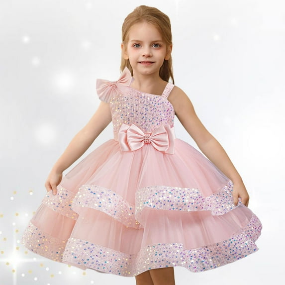 Holiday Dress Cute Birthday Girl Dress Kids Tea Party Dress 5-6 Years