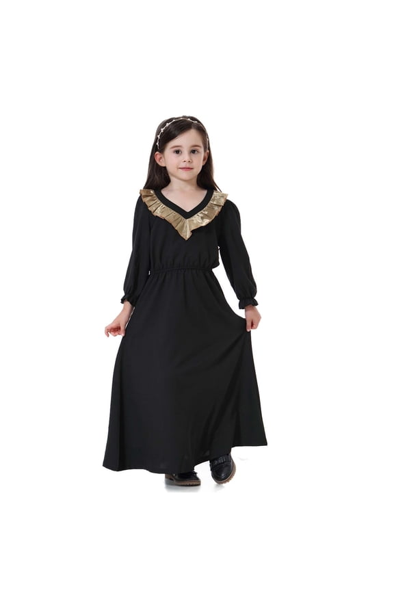 Holiday Dress Long Black Dress Abaya Dress for Women Birthday Dress Muslim Long Dress 2T