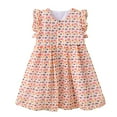 thumbnail image 1 of Holiday Dresses Toddler Baby Girls Summer Casual Flutter Cotton Comfy Floral Dress Button Down Going Out Outfits Orange 2 Years, 1 of 7