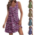 thumbnail image 1 of Holiday Dresses for Women Women's Casual With Pockets Summer Boho Beach Dress T-Shirts Dress V Neck Loose Tank Dresses Green L, 1 of 7
