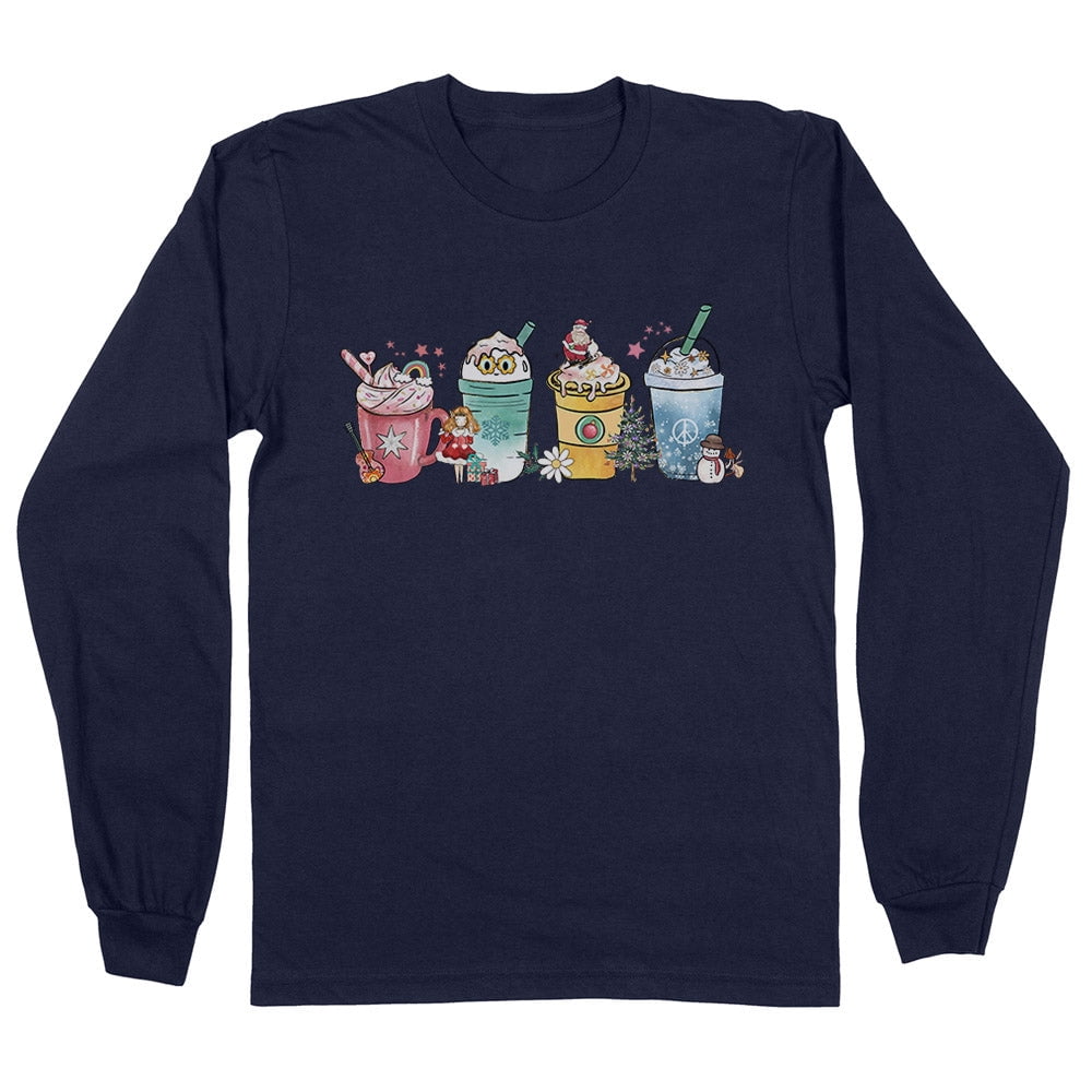 holiday ロンT ＸＸＬ Holiday Drinks Christmas Long Sleeve Shirt Unisex X-Large Navy