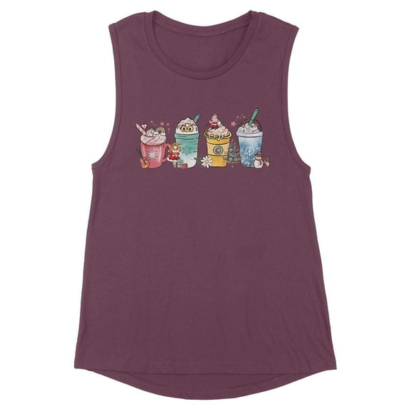 Holiday Drinks Christmas Women's Muscle Tank Small Shiraz