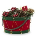 thumbnail image 1 of Holiday Drum Green with Red Swing Handle Basket - Med 8in, 1 of 4