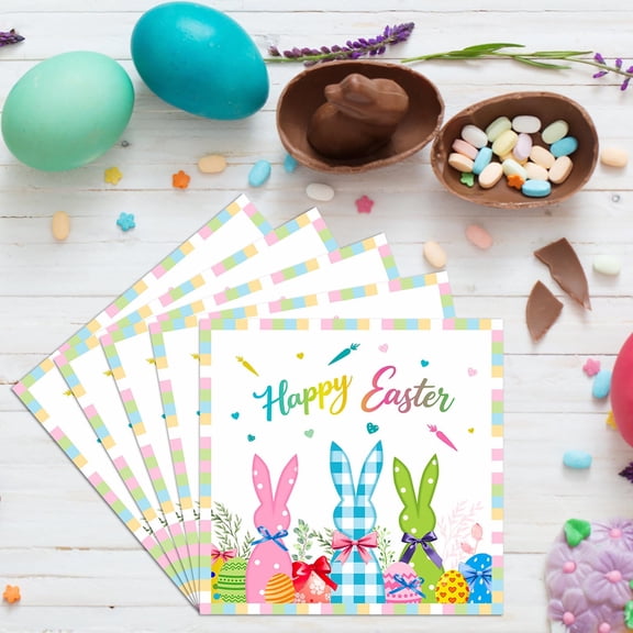 Holiday Easter Egg Disposable Tableware Set Bunny - Colored Party Supplies Kids Easter Hunt Heavy Duty Leak-Proof Dinner Use